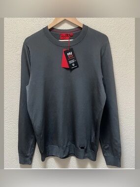 Hugo Boss Men's 'San Cesar' Crewneck Sweater Dark Gray Color Size-Large